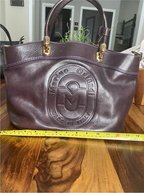 Marino Orlandi Plum Leather Tote with Gold Hardware